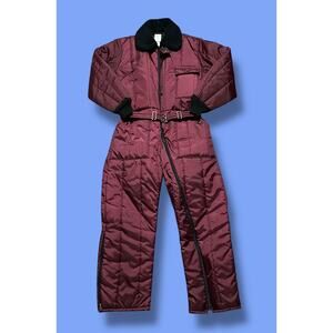 Vintage Sears Work Leisure Snowsuit Insulated Coveralls Nylon 42 Regular Red